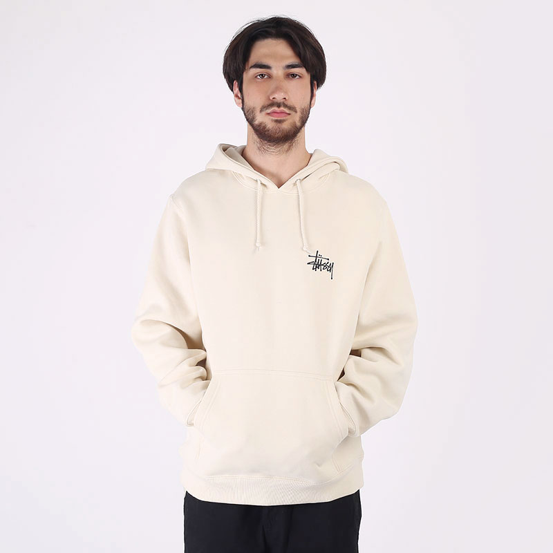 мужская бежевая толстовка Stussy Basic Hood 1924500-cement - цена, описание, фото 4